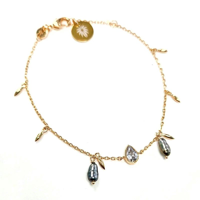 BRACELET ZIRCON BRELOQUES - plaqué or