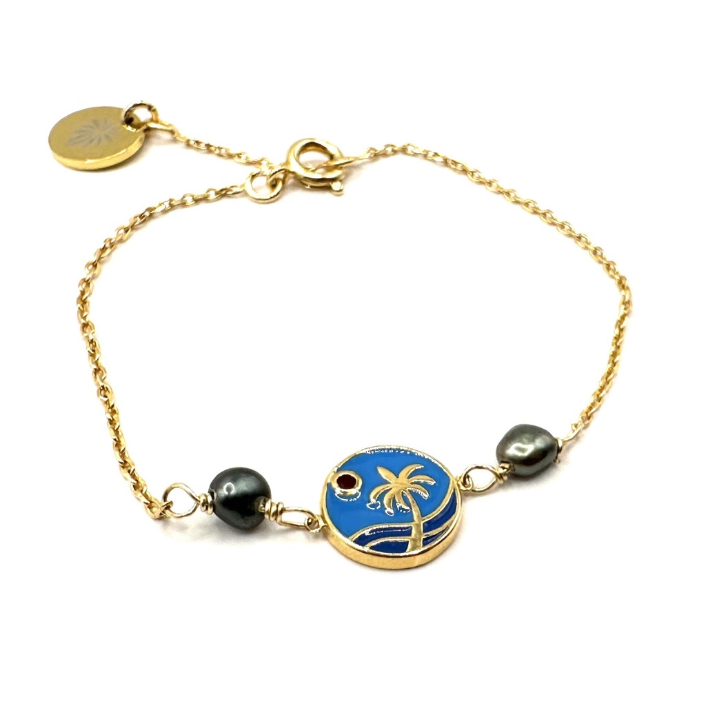 Bracelet Enfant plaqué or cocotier + 2 keishis