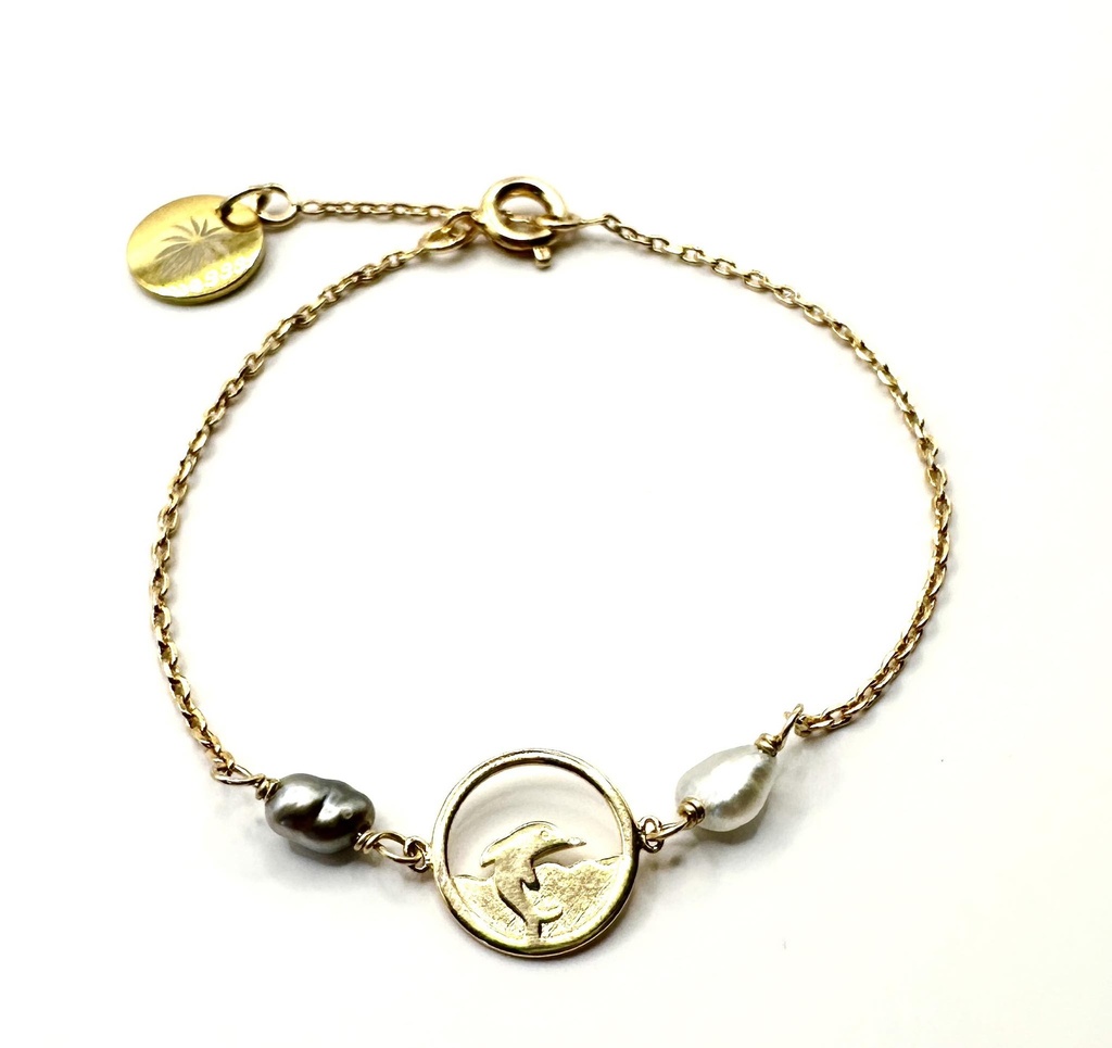 Bracelet Enfant Plaqué Or dauphin soleil 2 keishis