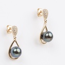 BOUCLES D'OREILLES GOUTTES ZIRCONS ET PERLE DE TAHTI