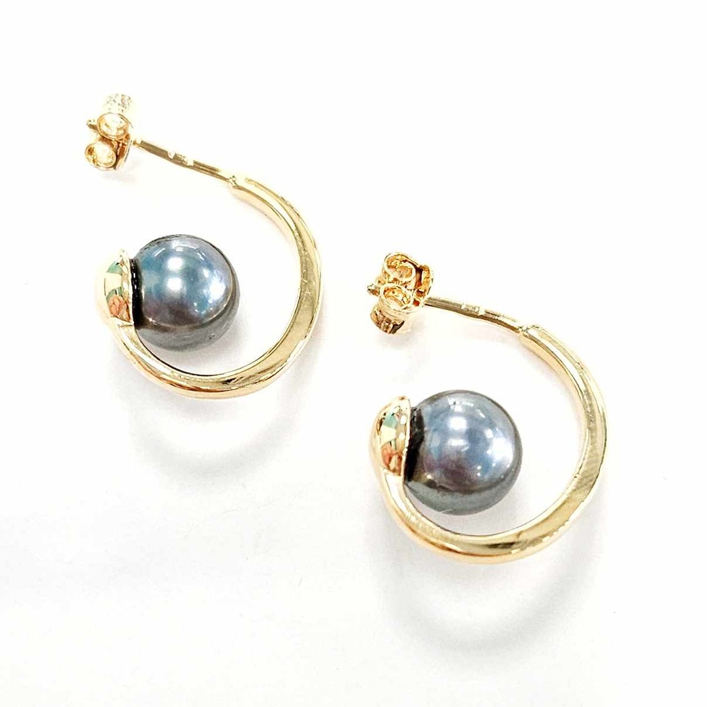 STUDS demi-créoles avec perle de Tahiti
