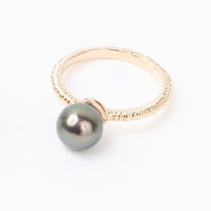 BAGUE 1 PERLE DE TAHITI anneau ciselé - plaqué or