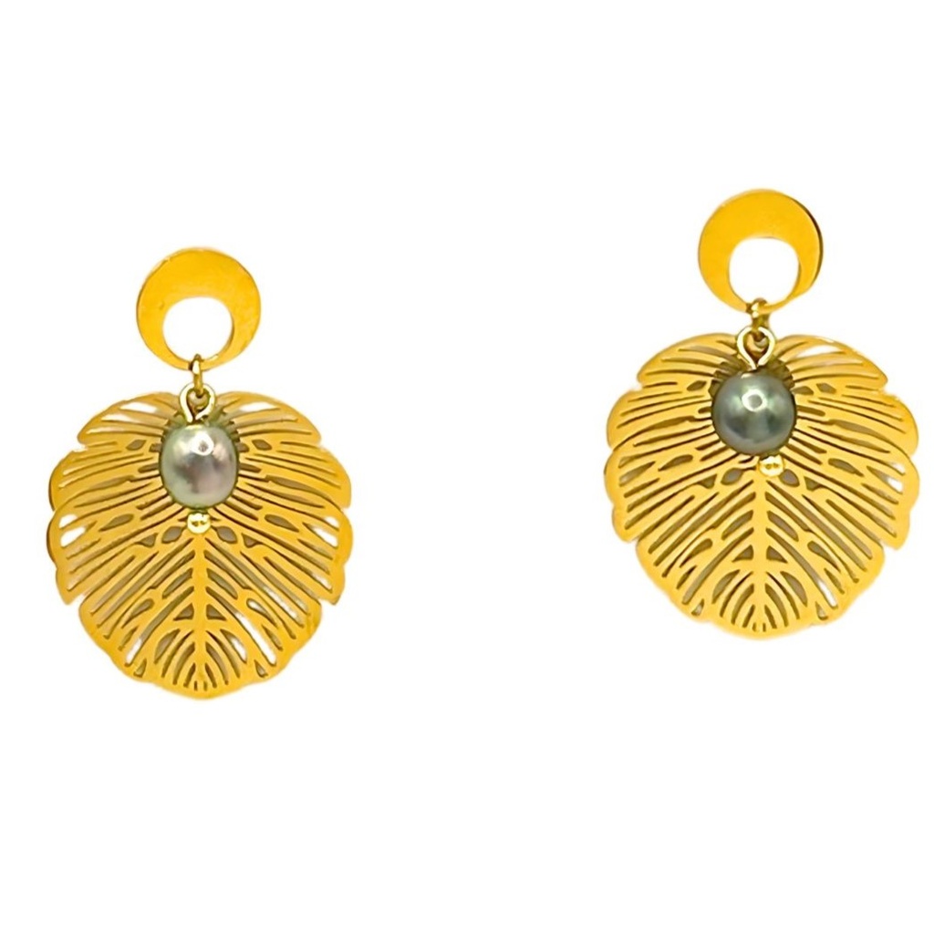 Boucles d'oreilles Ape ciselé et keishi