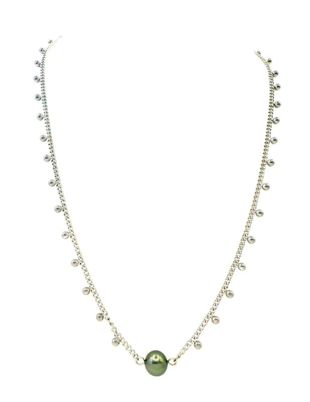 Collier Breloques boules et perle de Tahiti * - acier