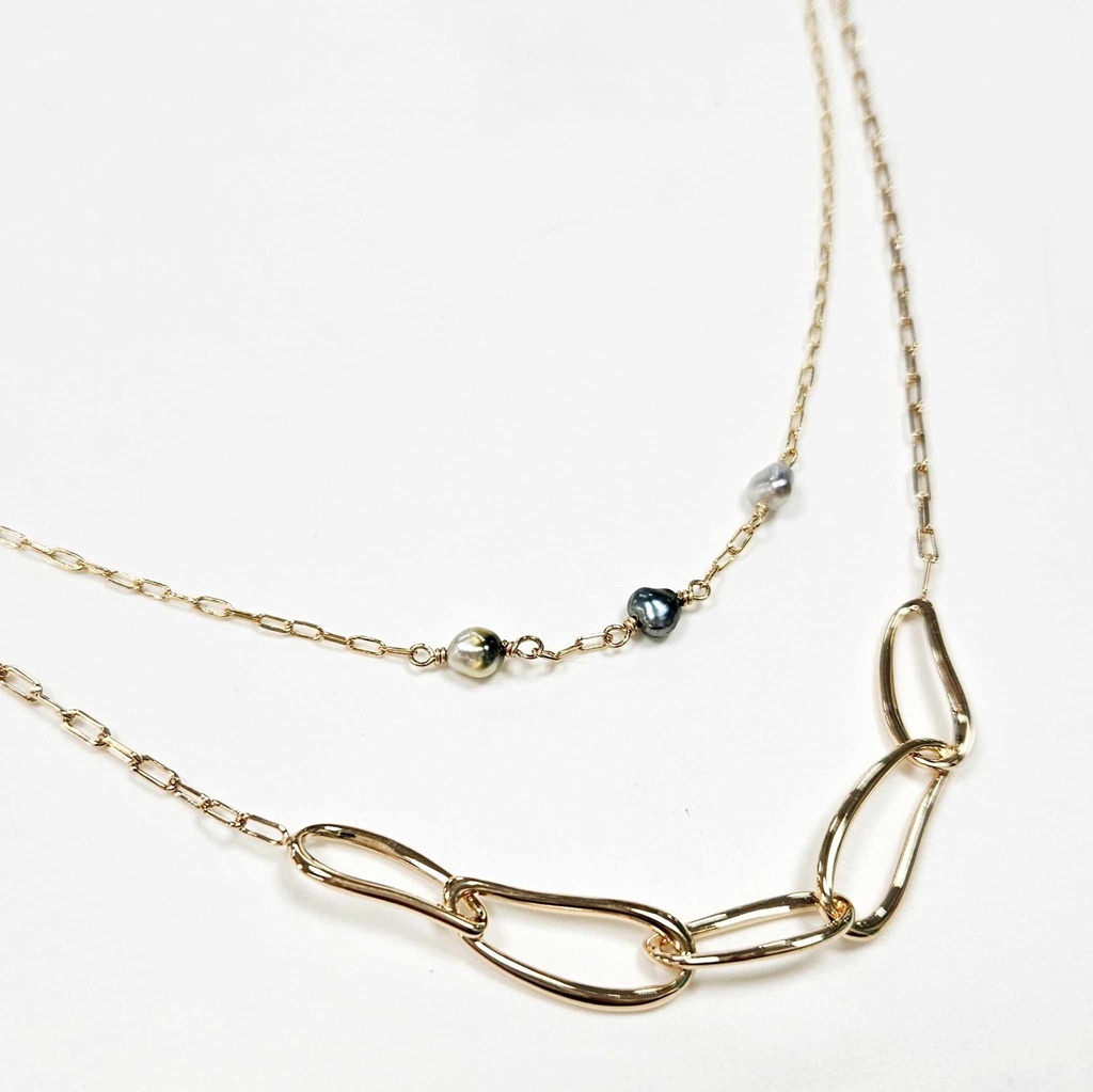 COLLIER PLAQUE OR 5 GROSSES MAILLES 3 KEISHIS