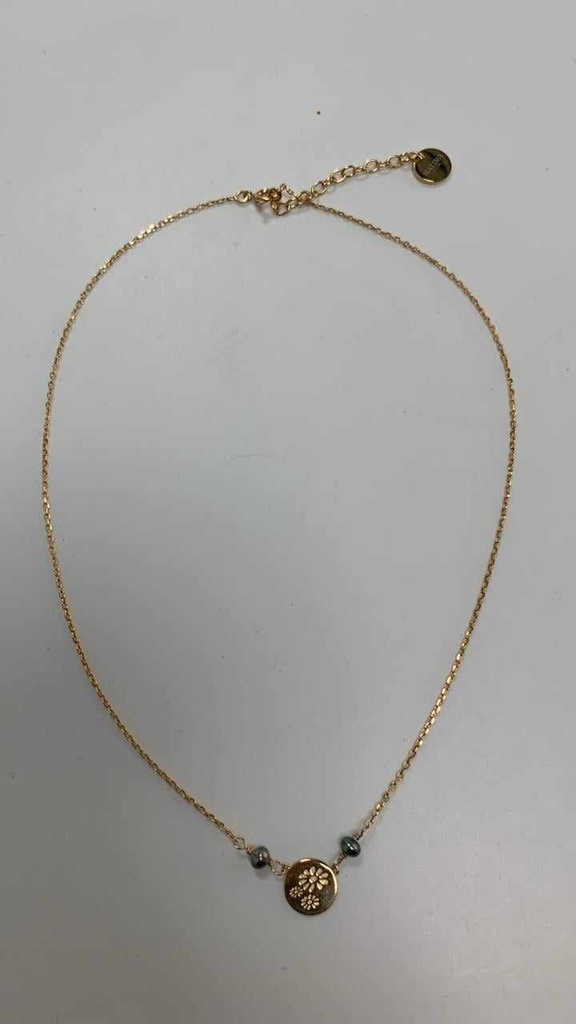 Collier plaqué or fleurs + 2 keishis