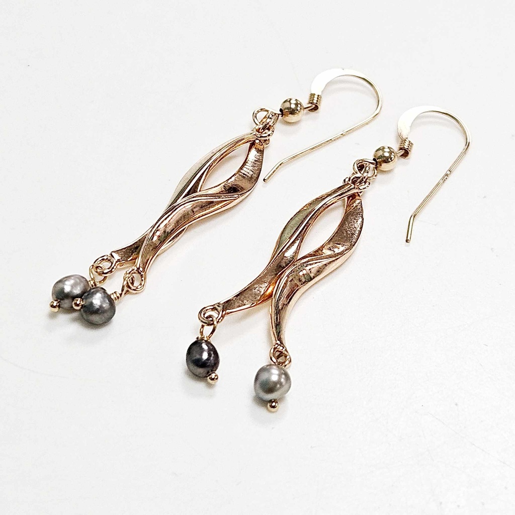 BOUCLES D'OREILLES ALGUES 2 KEISHIS - plaqué or