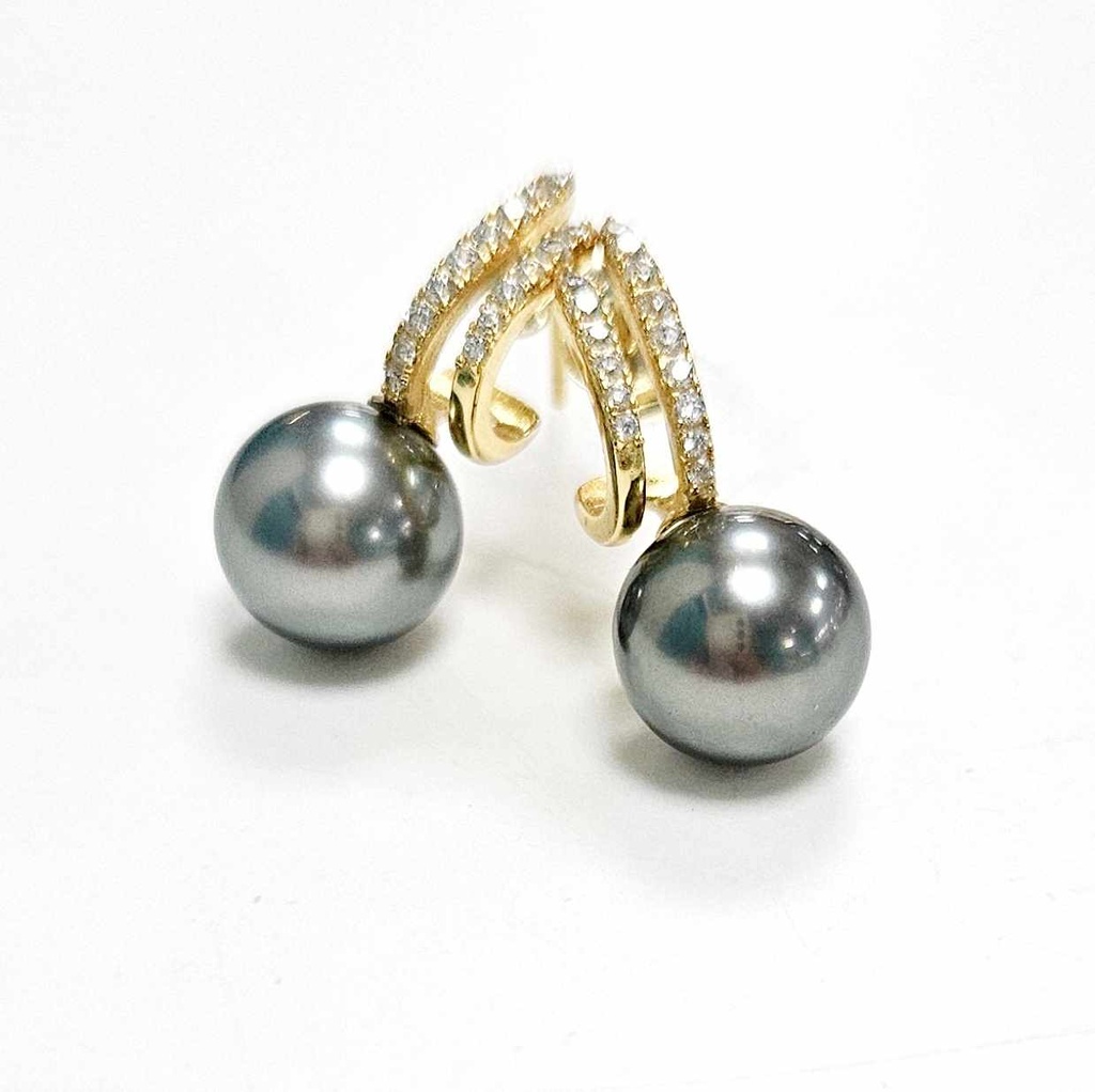 BOUCLES D'OREILLES STUDS ZIRCONS ET PERLE - plaqué or