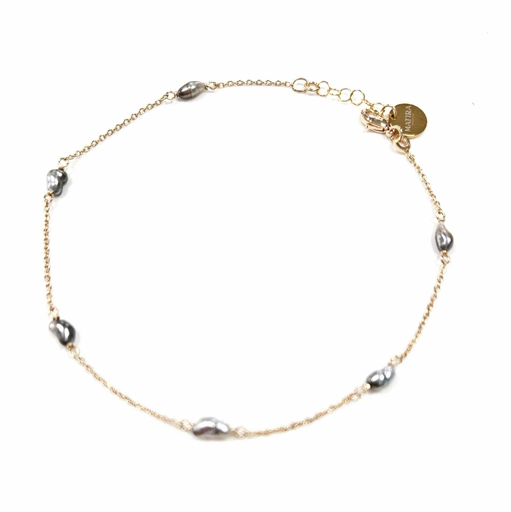 Chaîne de cheville Plaqué or avec 6 keishis