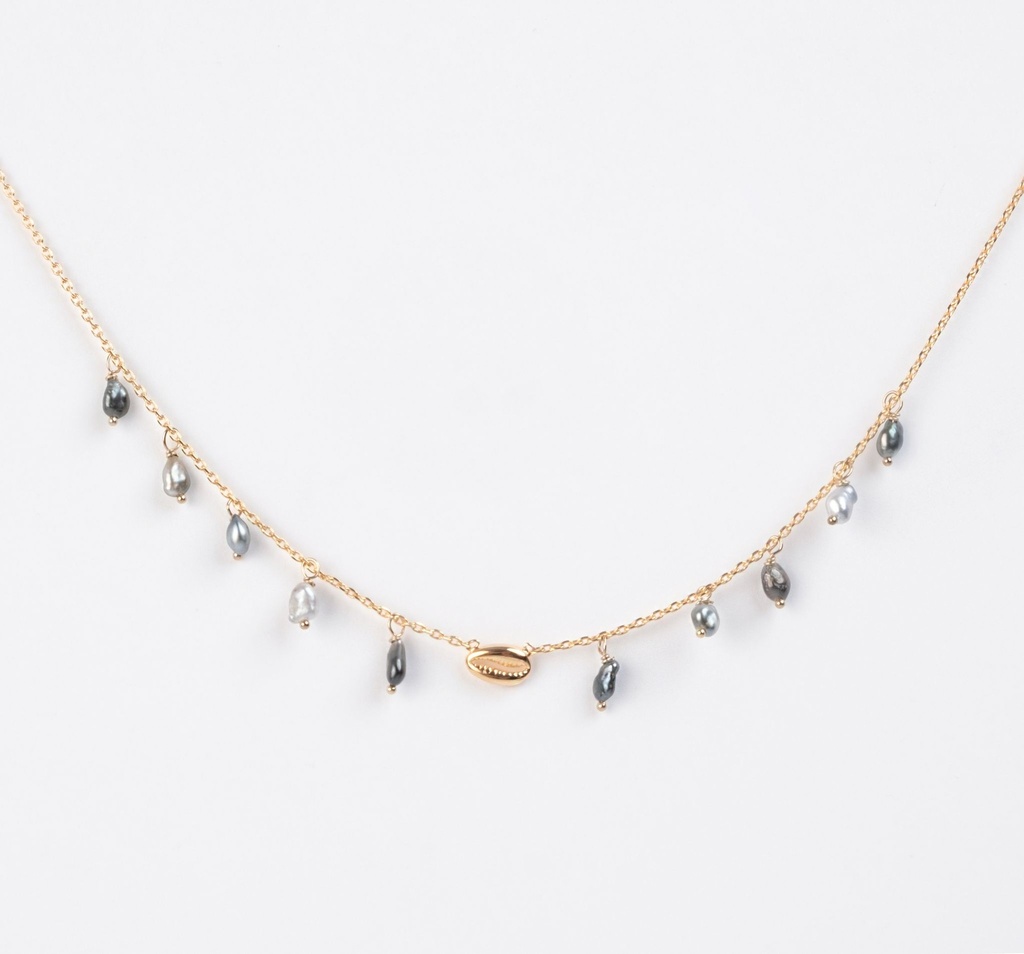 COLLIER CORI 10 KEISHIS EN BRELOQUE - plaqué or