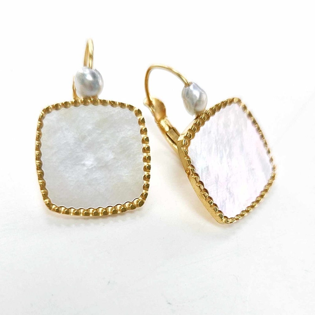 DORMEUSES NACRE CARRE ET KEISHI - Acier doré