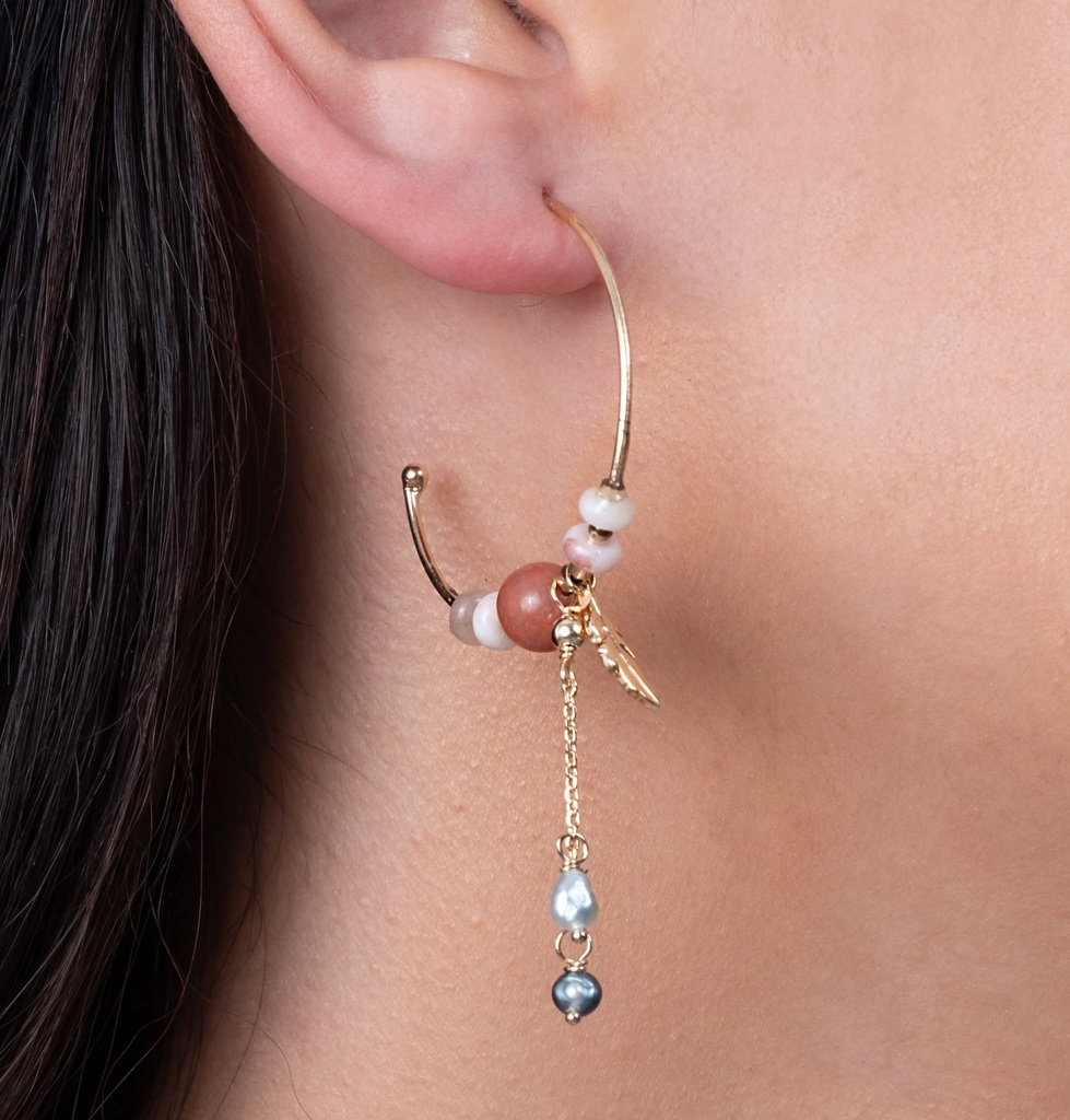 SEMI CREOLES PLUME ET KEISHIS - plaqué or