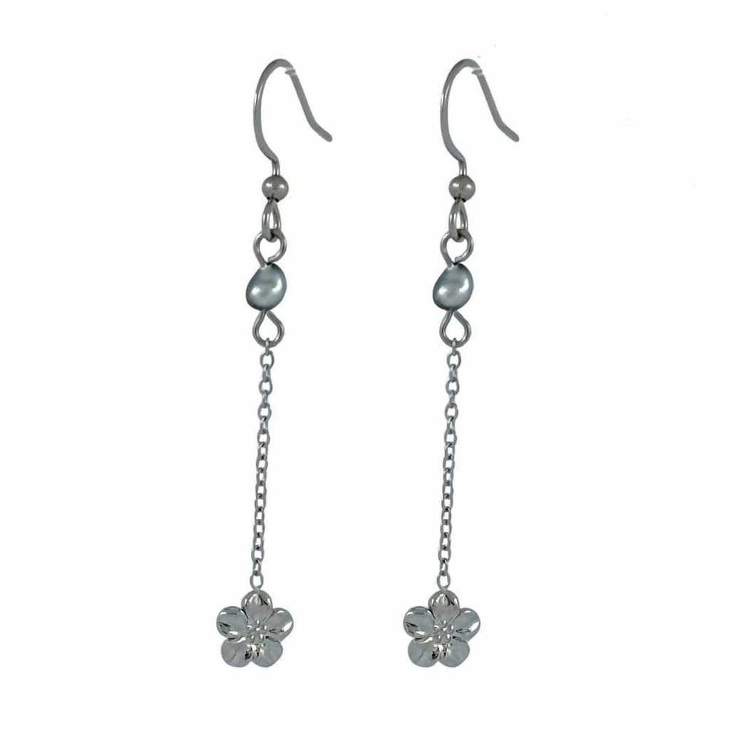 BOUCLES D OREILLES KEISHI ET FLEUR - ACIER