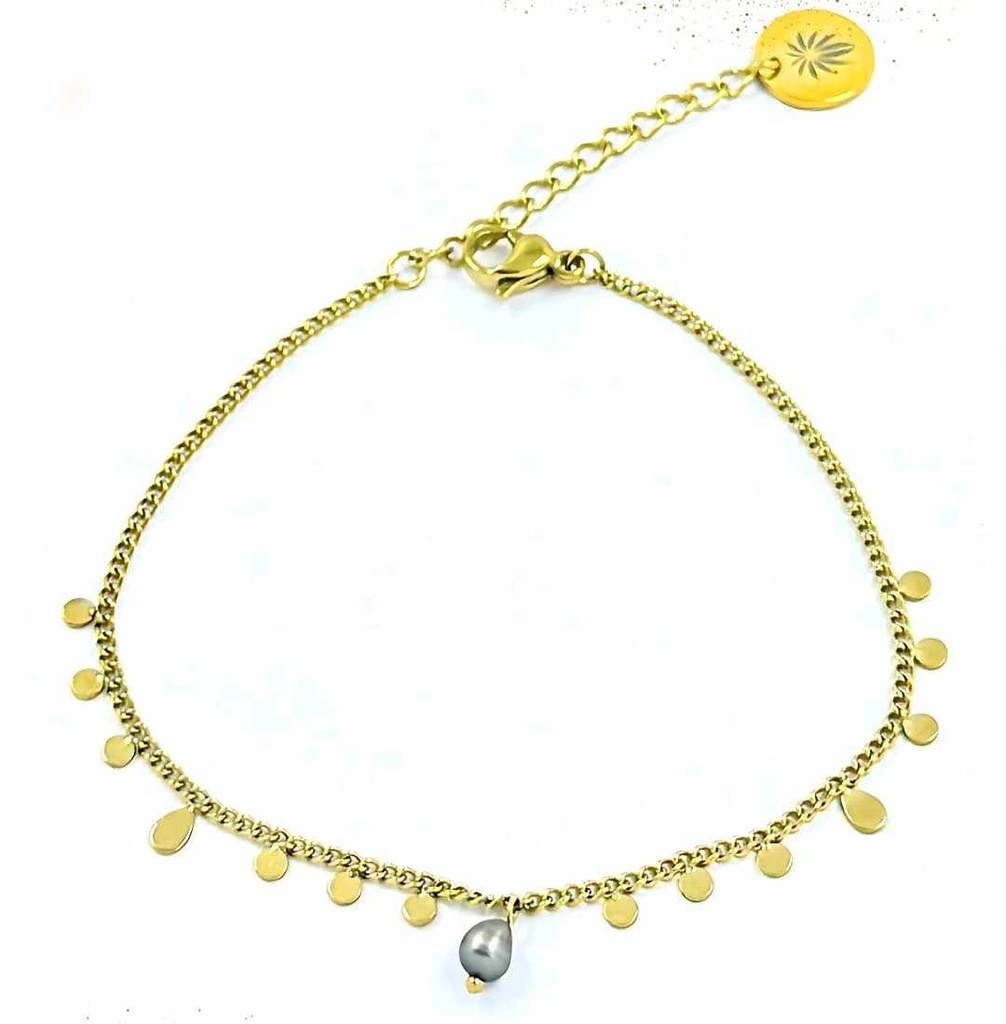 BRACELET MINI GOUTTES ET KEISHI - ACIER DORE
