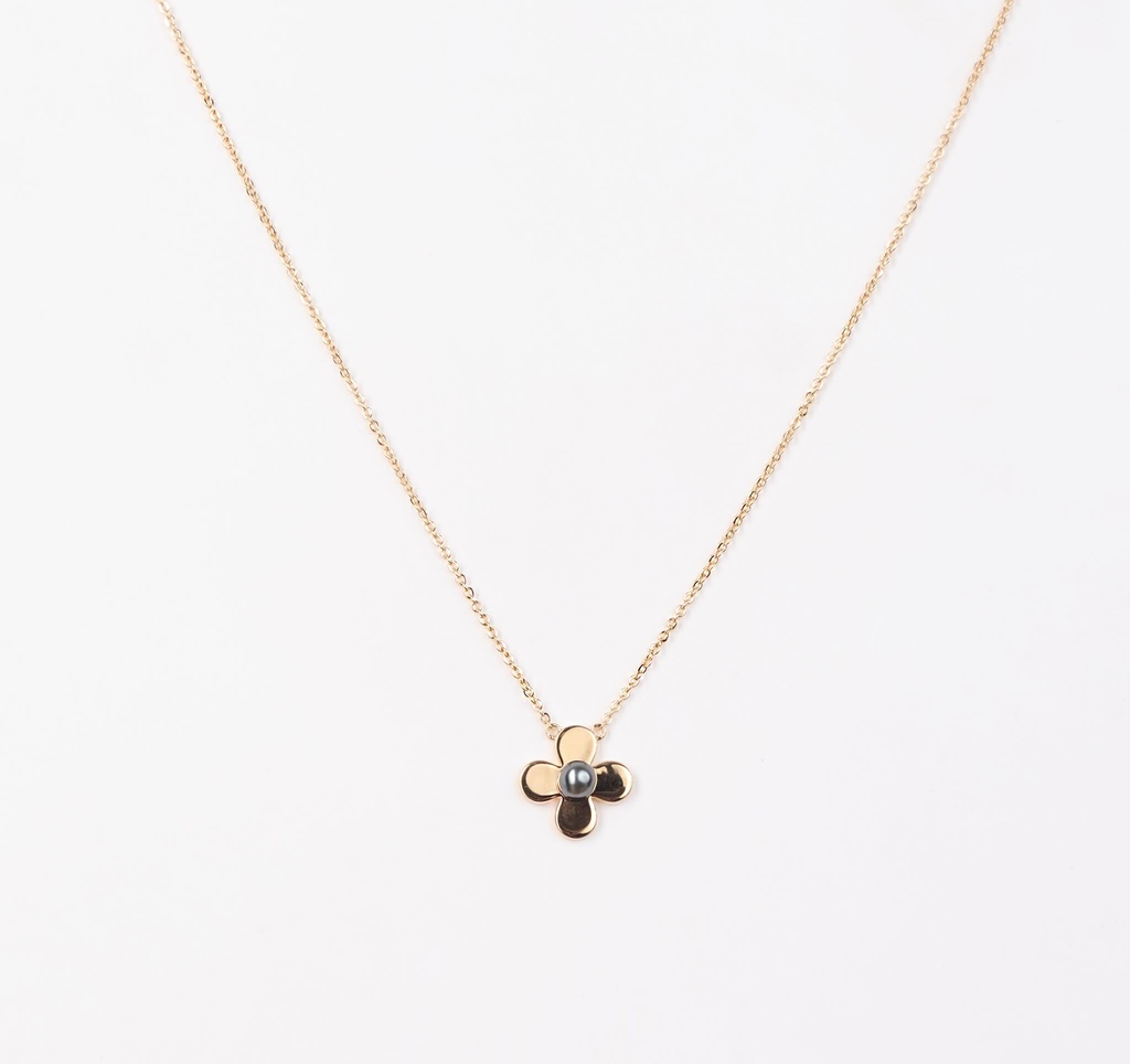 COLLIER plaqué or fleur + keishi