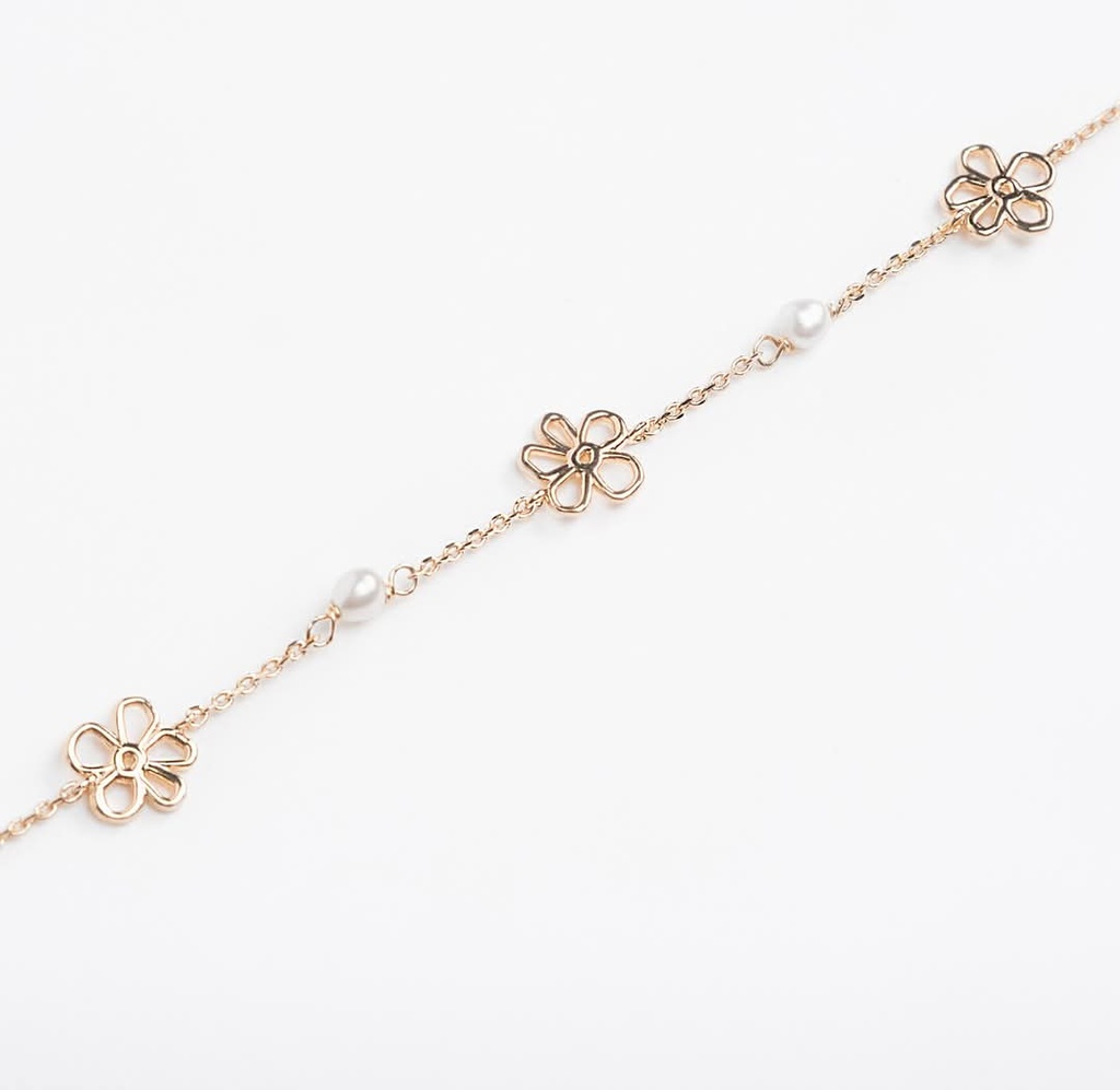 BRACELET plaqué or mini fleurs +4 keishis