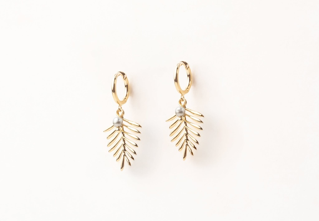 MINI CREOLES PALM ET KEISHI - ACIER DORE