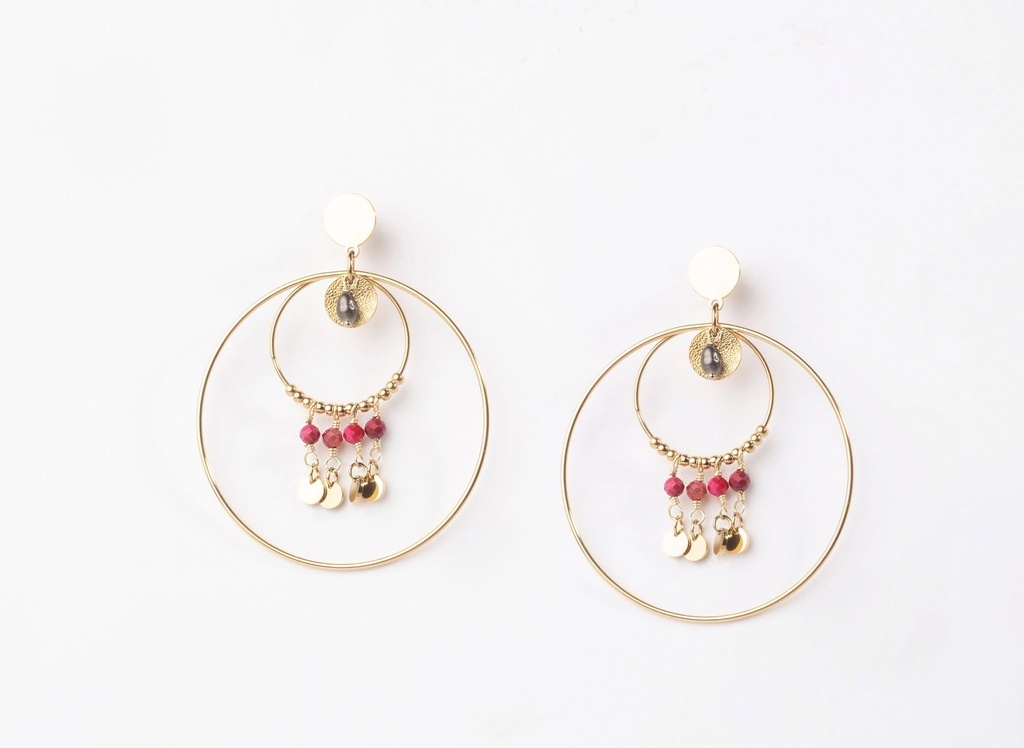 BOUCLES D OREILLES ESMERALDA ROSE - ACIER DORE