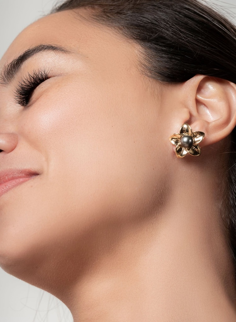 BOUCLES D OREILLES plaqué or TIARE TIPANIE AVEC PERLE