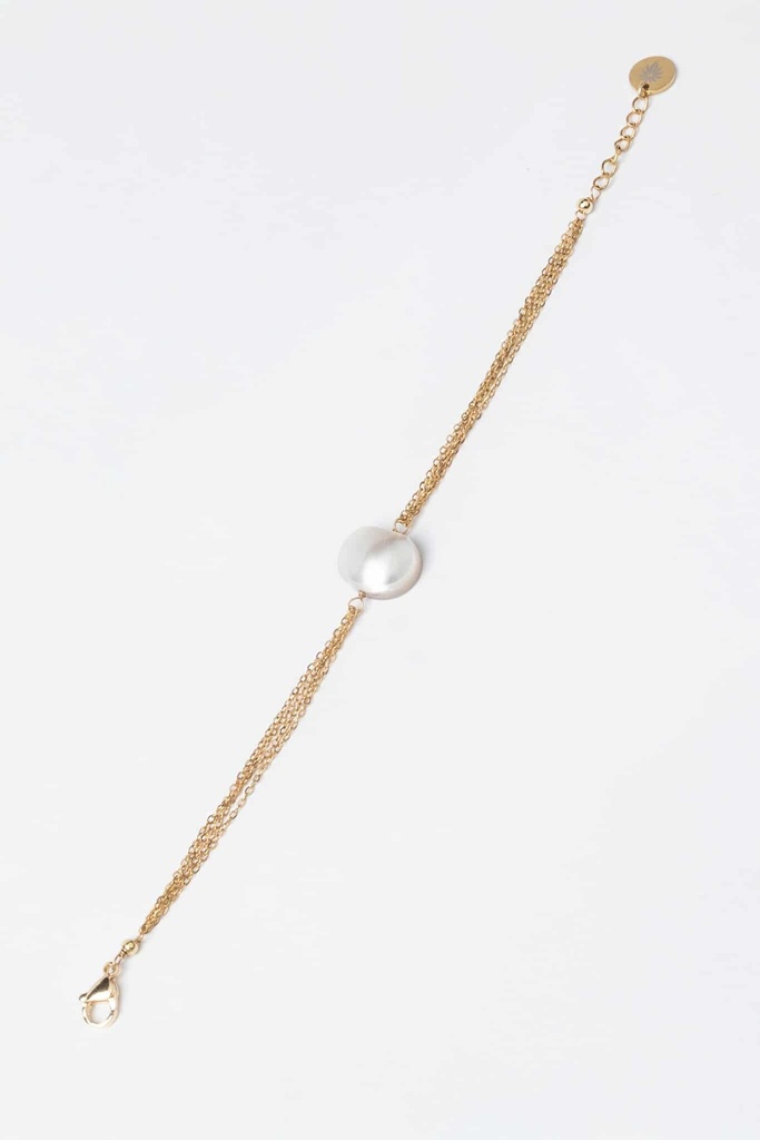 BRACELET MULTI CHAINES AVEC MABE - ACIER DORE