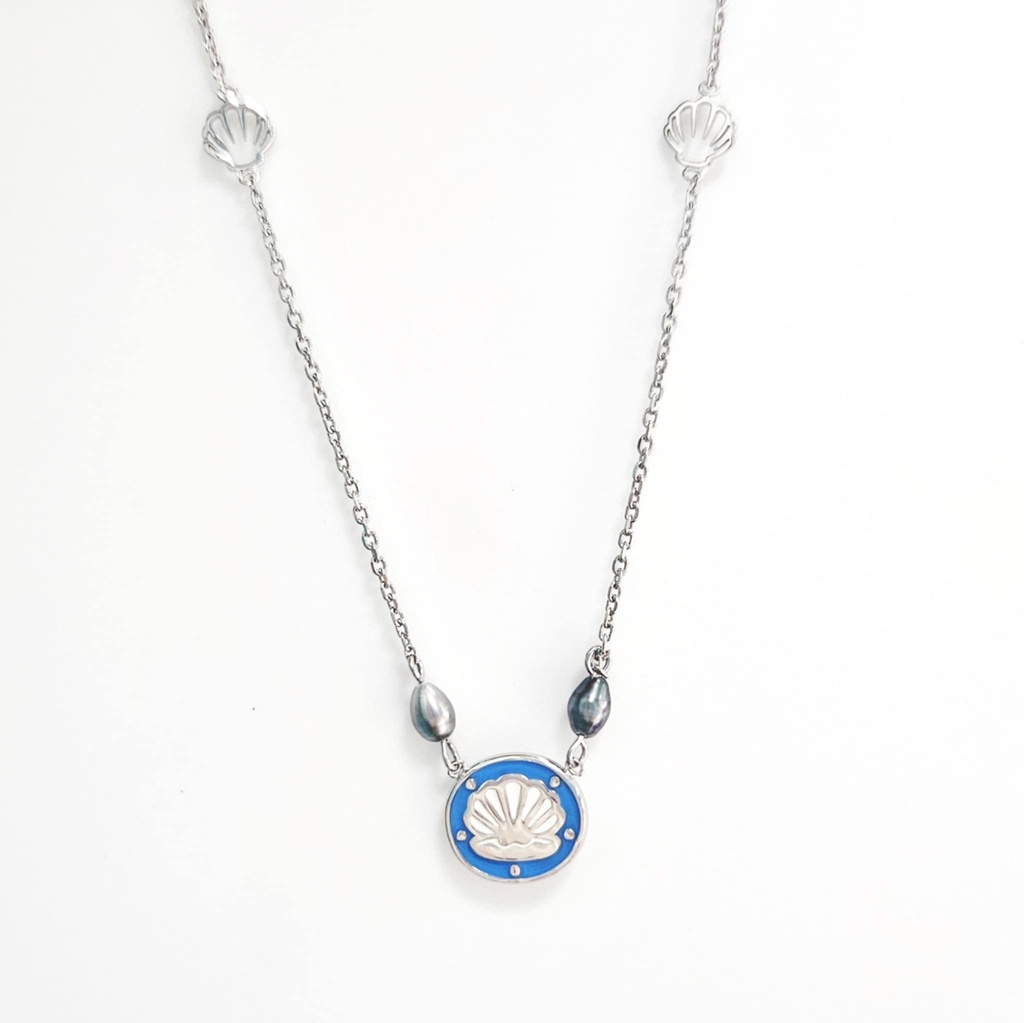 COLLIER ENFANT COQUILLAGE ET 2 KEISHIS - ARGENT