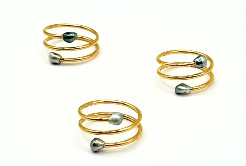 Bague 2 keishis - acier doré