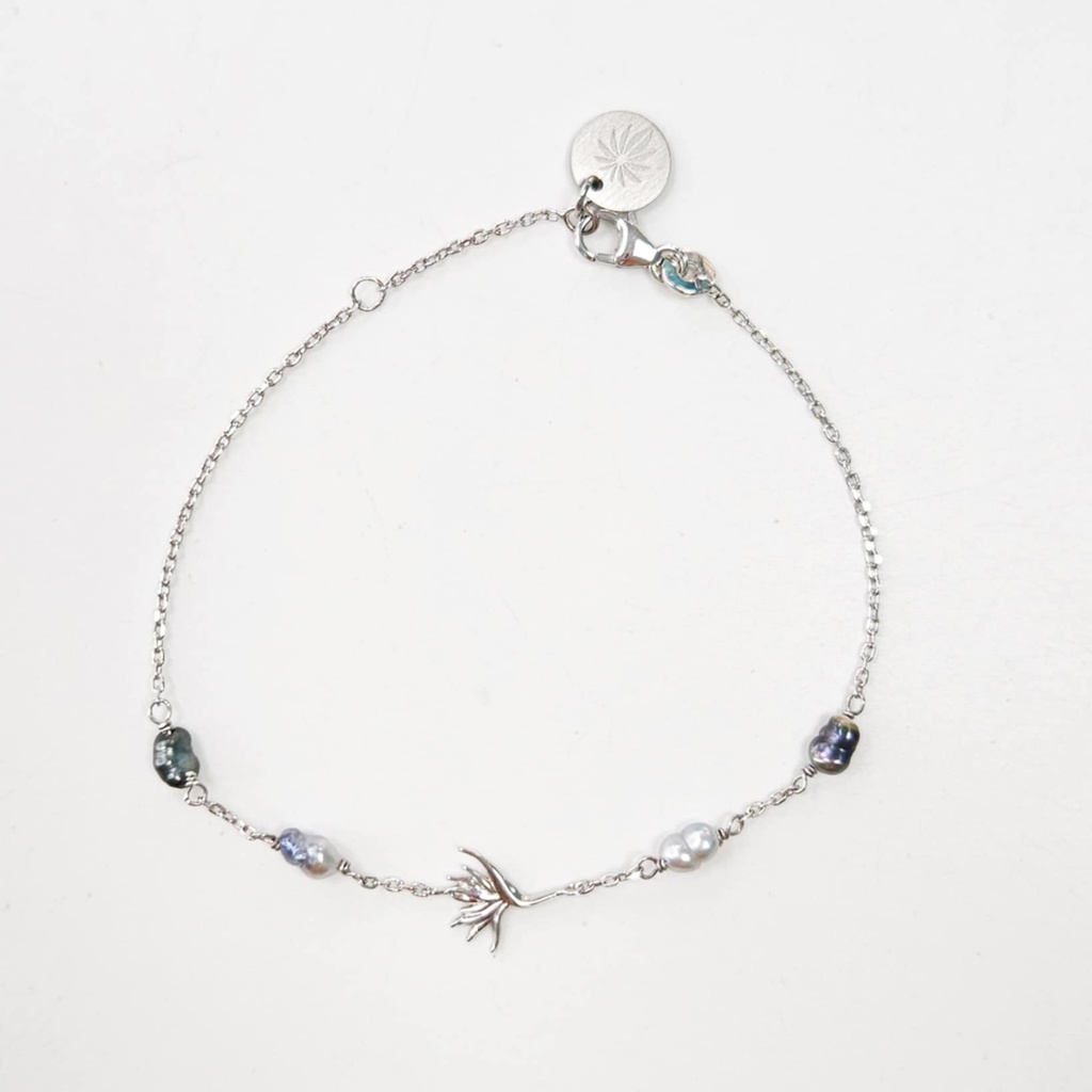 BRACELET OISEAU DE PARADIS ET 4 KEISHIS - ARGENT