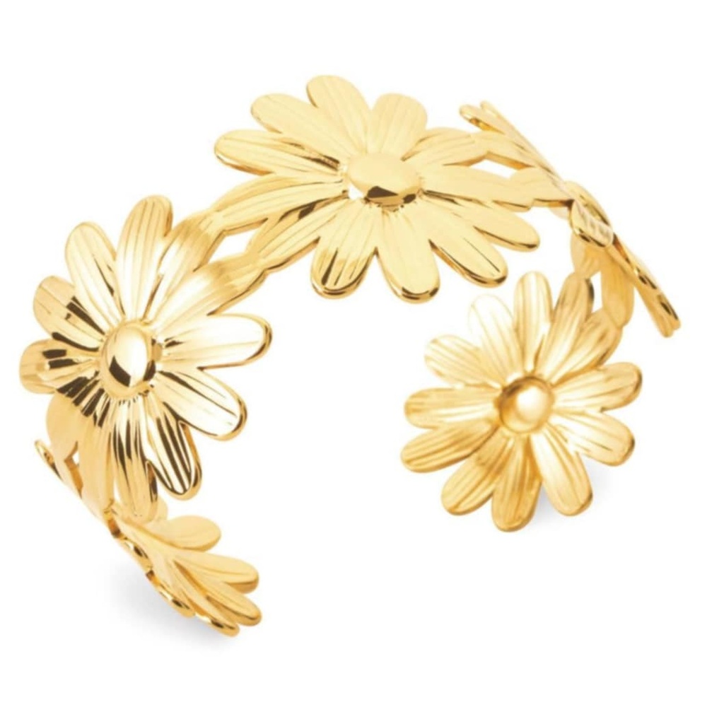 MANCHETTE FLEUR DAISY - ACIER DORE