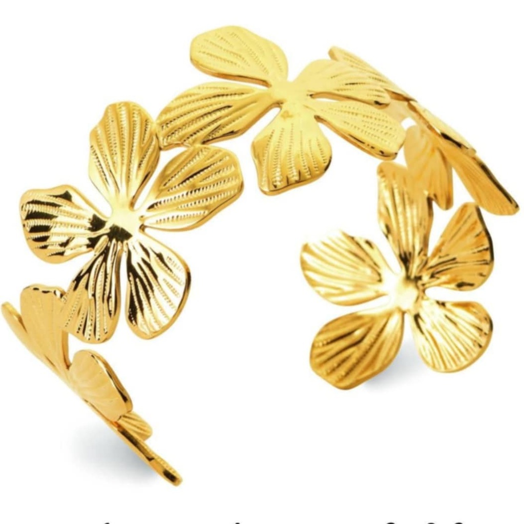 MANCHETTE FLEURS - ACIER DORE