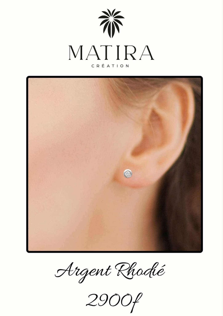 Boucles d'oreilles en argent ronde zircons