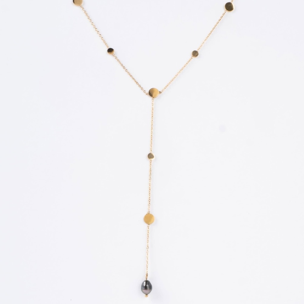 COLLIER DECOLLETTE PASTILLES KEISHI - ACIER DORE