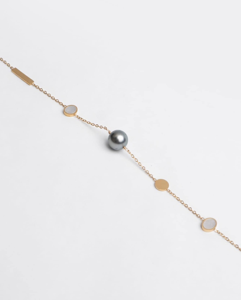 BRACELET PASTILLES NACRE ET PERLE - ACIER