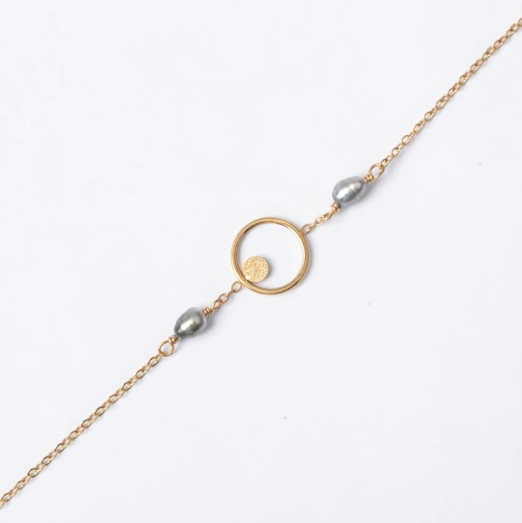 BRACELET CIRCLE ET 2 KEISHIS - ACIER DORE