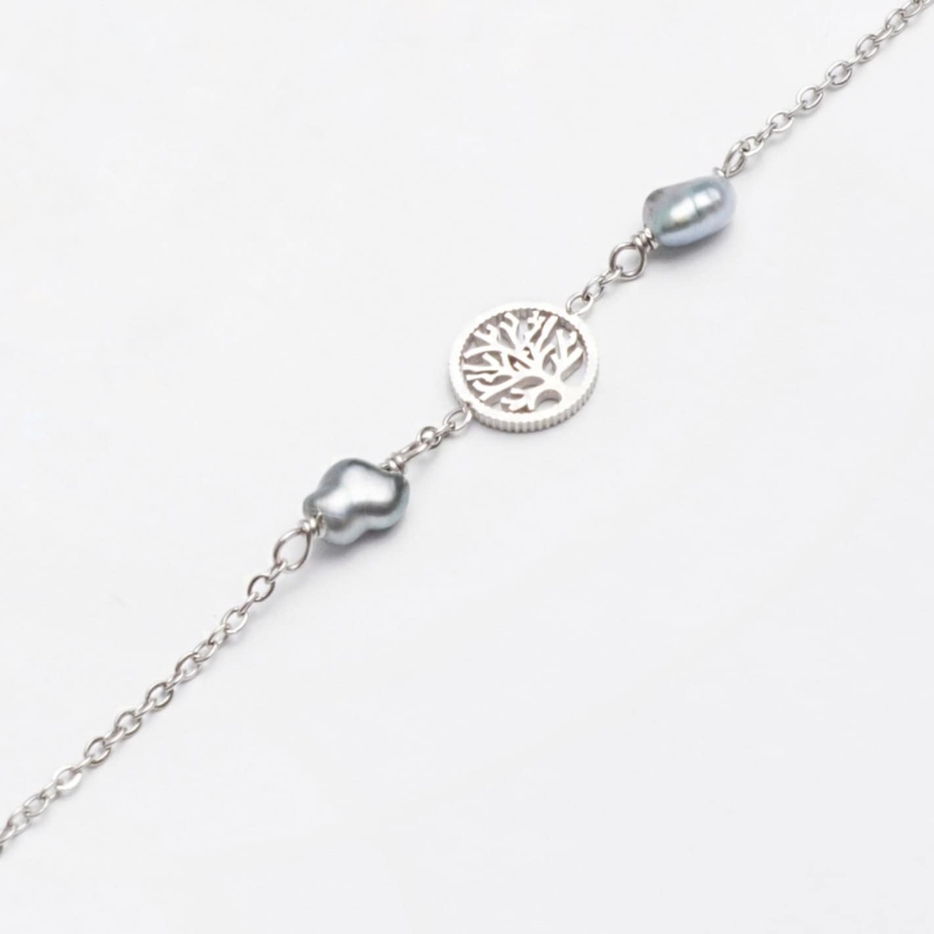 BRACELET MINI ARBRE DE VIE ET 2 KEISHIS - ACIER