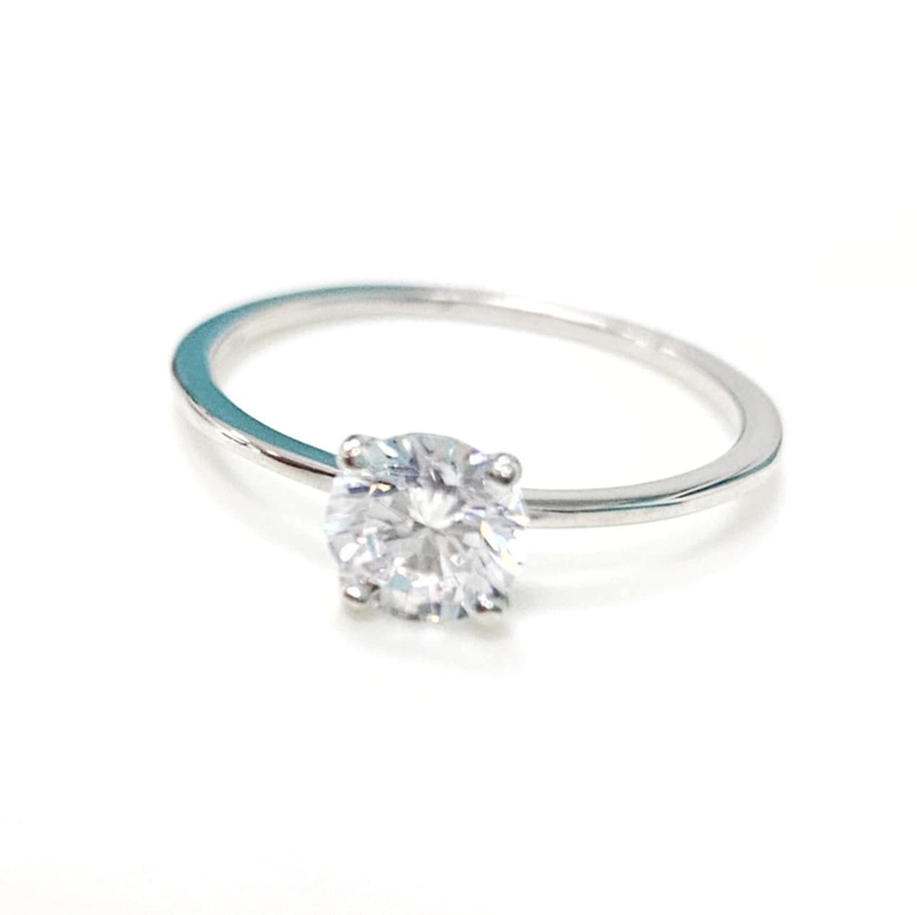BAGUE FINE SOLITAIRE ZIRCON - ARGENT