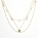 Collier en acier doré pierres + estampe + 1 keishi