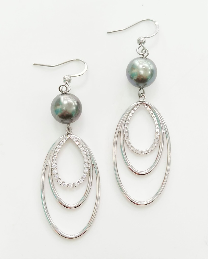 Boucles d oreilles Larmes perles et zircons - argent