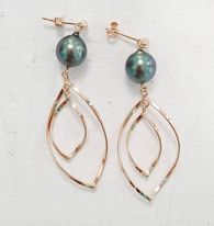Boucles d'oreille plaqué or spirale Perle