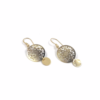 Boucles d'oreilles nacre rosace en plaqué or