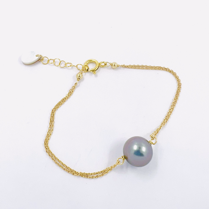 Bracelet plaqué or multichaines &amp; 1 perle