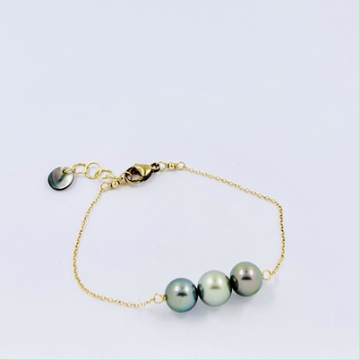 Bracelet en plaqué or 3 perles