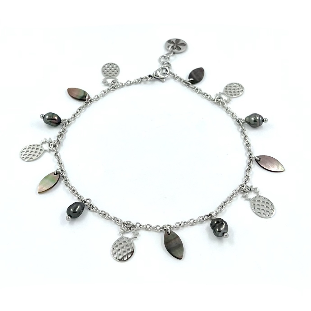 Chevillère acier inoxydable Breloques Ananas Keishis