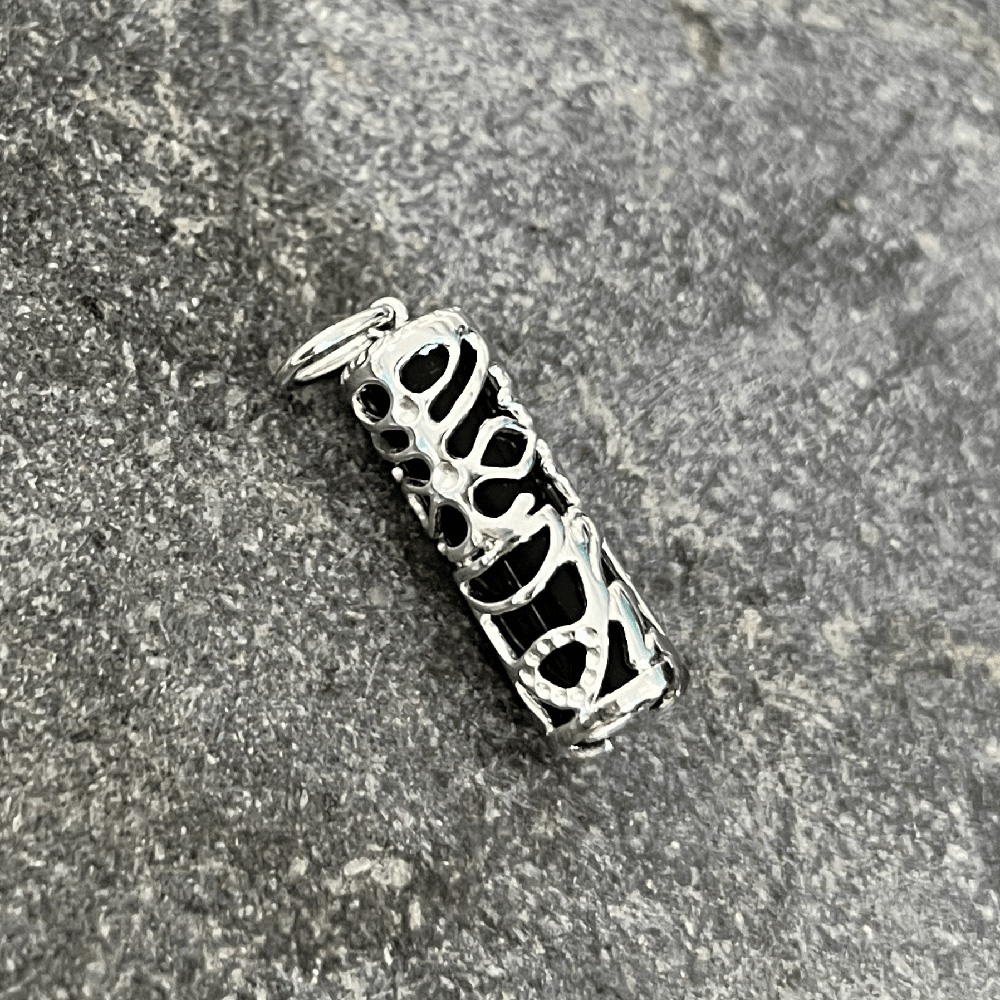 Tiki moderne argent Agate noire