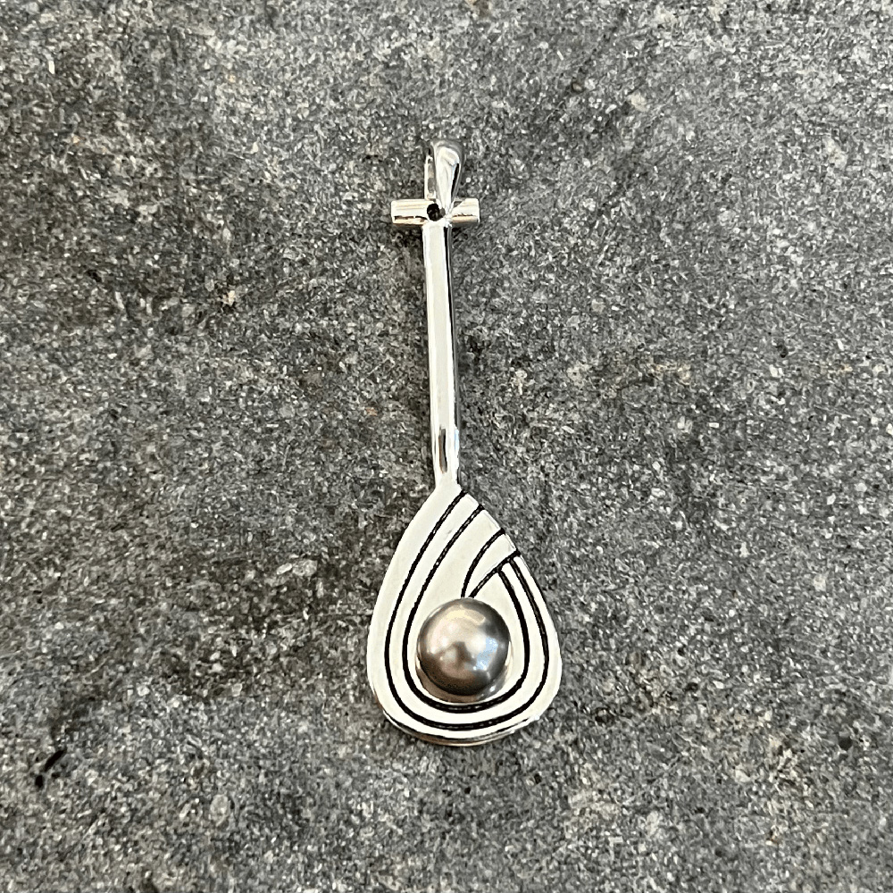 Pendentif Argent Homme Rame spirale &amp; Perle