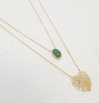 Collier double plaqué or Ape + aventurine