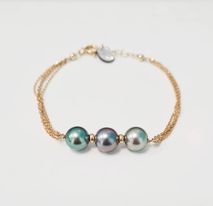 Bracelet 3 PERLES multichaines - plaqué or