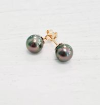 Boucles d'oreilles Studs plaqué or et perles de Tahiti