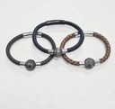 Bracelet Homme cuir perle gravée (cuir noir ou marron)