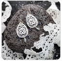 Boucles d'oreilles nacre goutte ajourée blanche keishis
