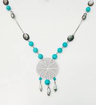 Collier gros oursin 5 keishis turquoise